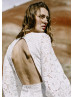 Long Sleeve Ivory Lace Cutout Back Wedding Dress